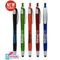 Metallic Colored "Wide-Clip" Stylus Click Pen with Silver Trim